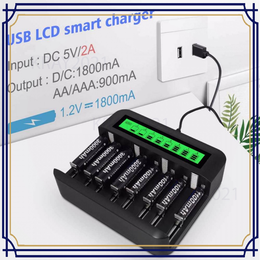 Charger Baterai 8 Slot Large LCD for AA AAA SC C D - BT441