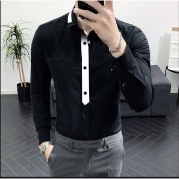 Kemeja Pria Ala Korea Lengan Panjang Slim Fit Wilson