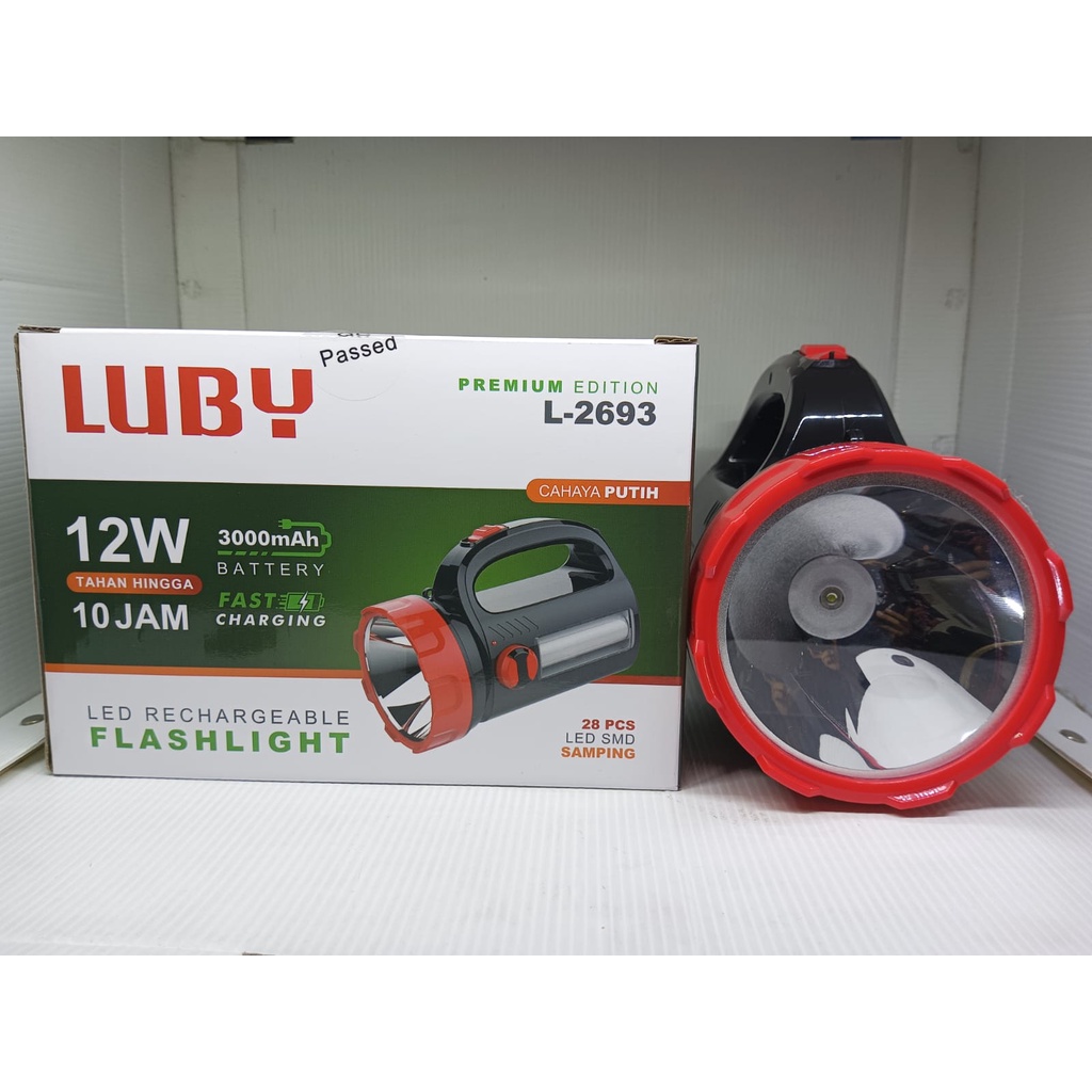 PROMO SENTER TANGAN LED LUBY L-2693 / L-2700 RECHARGEABLE FLASHLIGHT