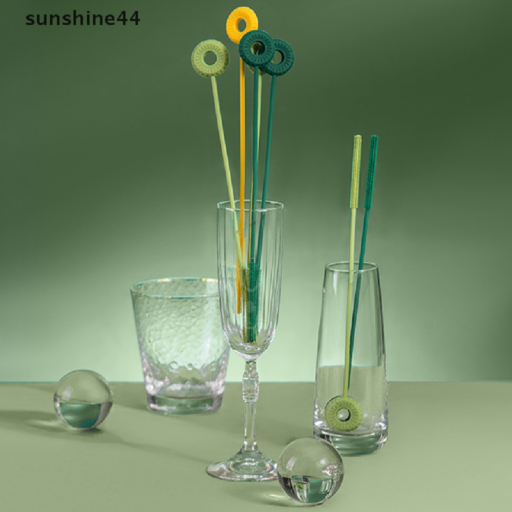 Sunshine Sikat Pembersih Sedotan Minum Silikon Reusable Clean Sippy Cup Cleaning Tool.