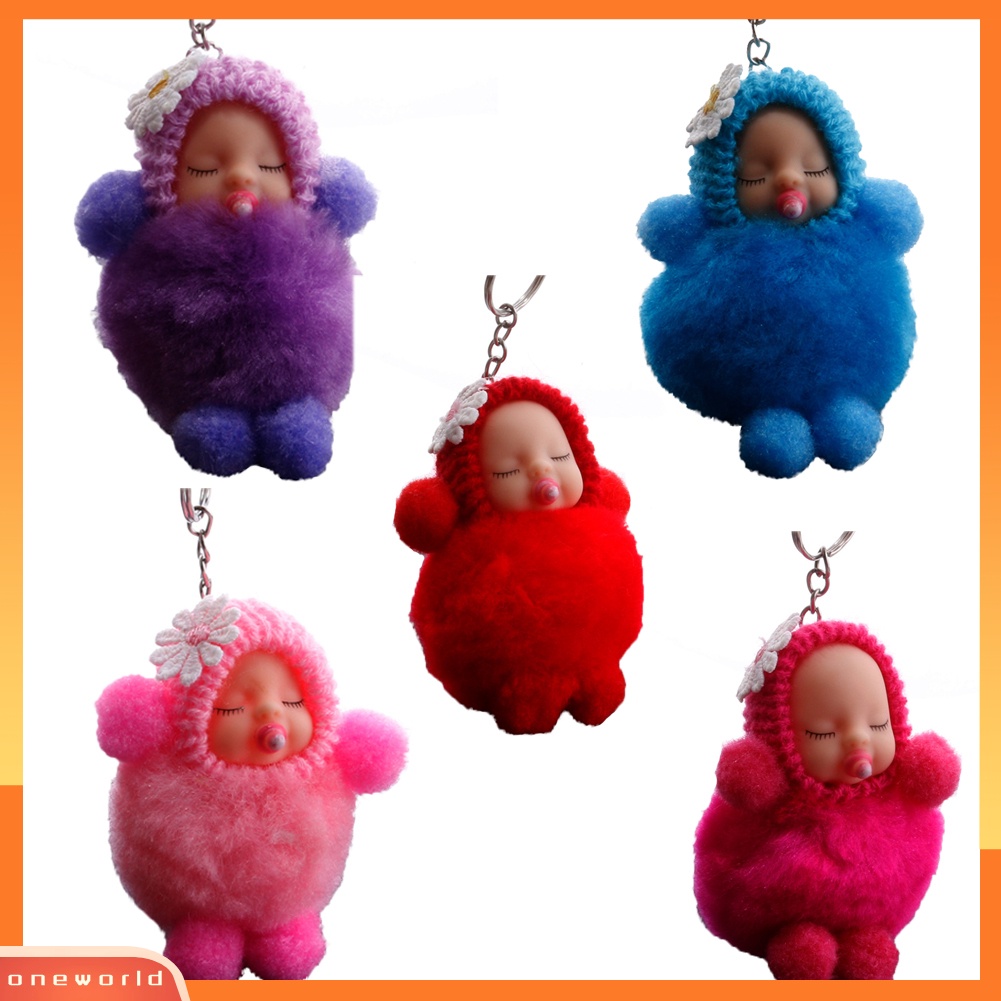 {oneworld} Fluffy Nipple Tangan Kaki Tidur Baby Doll Pompom Gantungan Kunci Keychain Tas Liontin