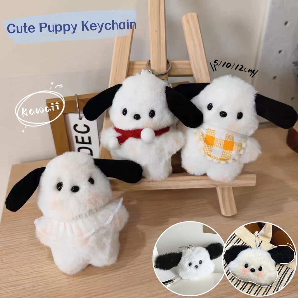 5 /10 /12cm Lucu Boneka Mewah Liontin Kartun Sanrio Pochacco Boneka Anjing Mainan Gantungan Kunci Untuk Anak Perempuan Dekorasi Tas Sekolah Kantor Supply Hadiah Kreatif