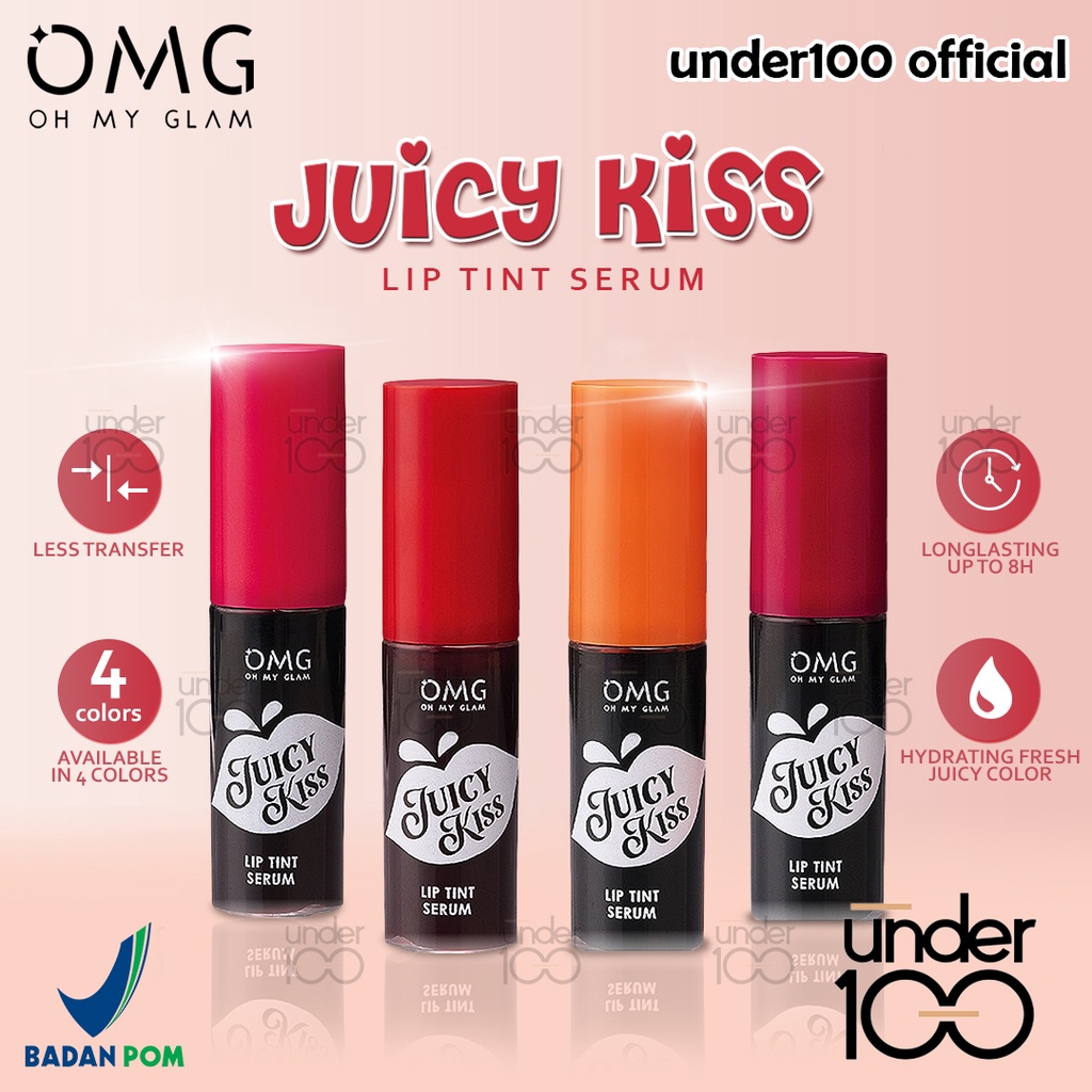 ❤ Under100 ❤ OMG Oh My Glam Juicy Kiss Lip Tint Serum 5.3 gr | Juicy Strawberry | Juicy Grapefruit | Juicy Peach |  Juicy Plum | BPOM