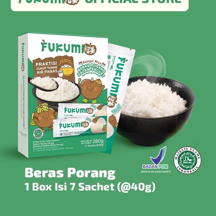 

Dijamin Ori>/ FUKUMI Beras Porang Box sachet 280gr, beras shirataki, konjac rice, beras diet