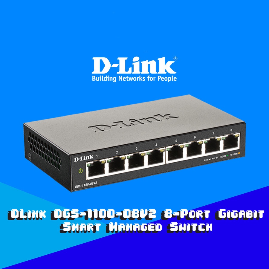 D-Link DGS-1100-08V2 Switch Internet 8-Port Gigabit Smart Managed