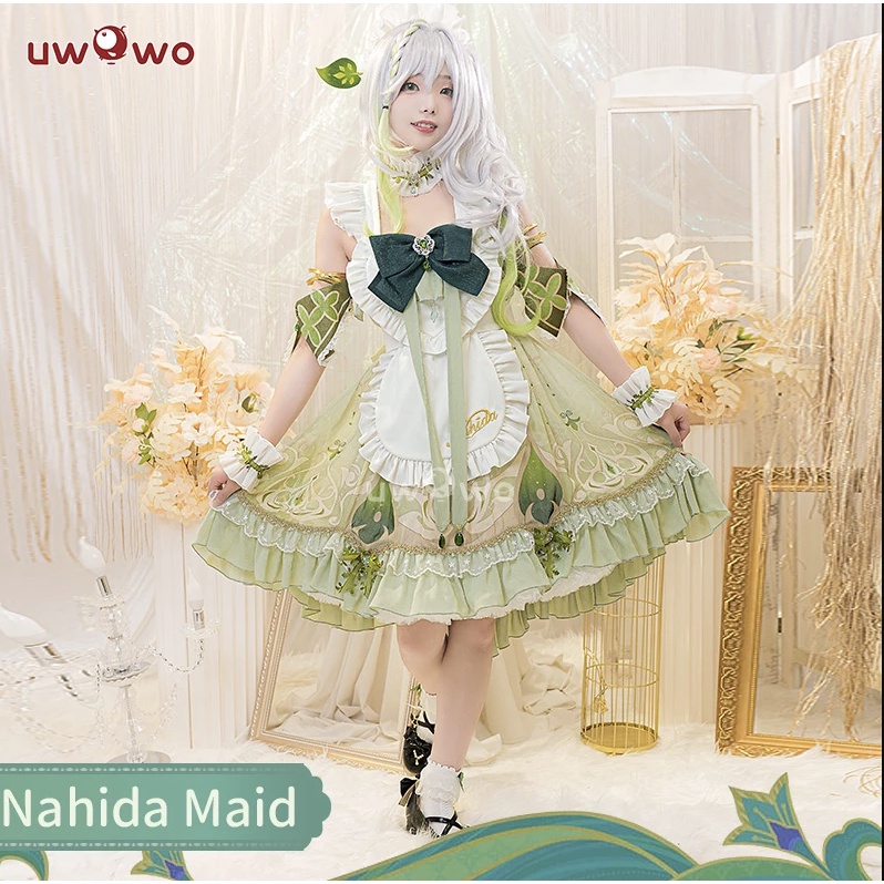 UWOWO Game Genshin Impact Fanart Cosplay Nahida Maid Ver Cosplay Costume Maid Dress Nahida Cosplay O