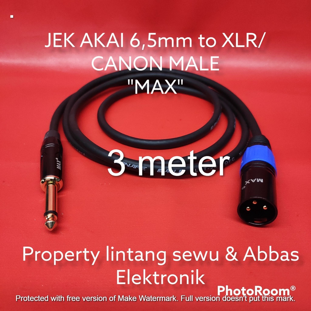 KABEL JEK AKAI 6.5MM MAX TO XLR CANON MALE MAX 3 METER