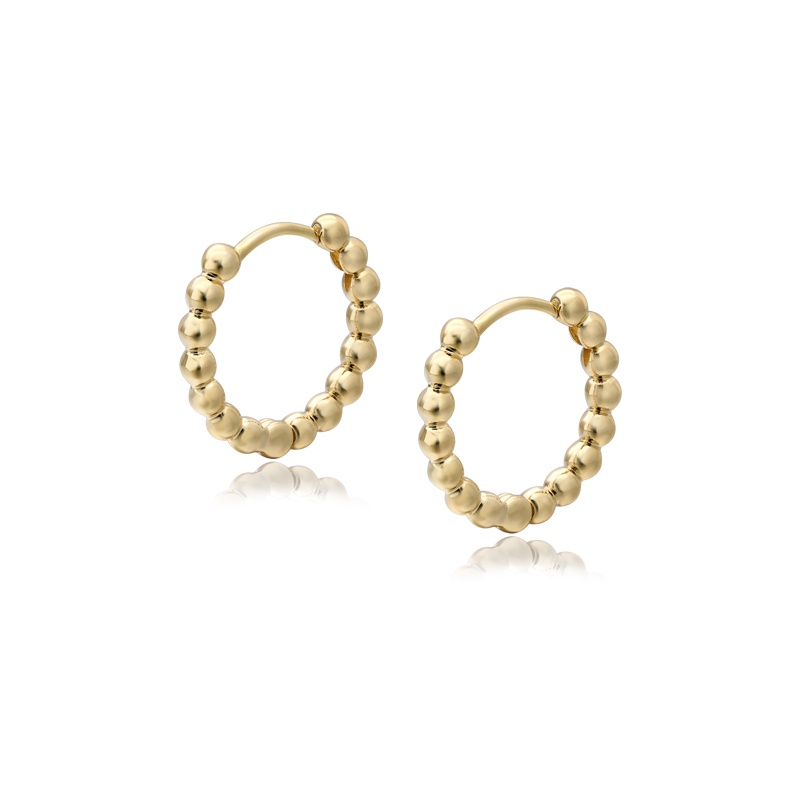 Roselife Vintage Manik-Manik Kecil Anting Hoop Bulat Untuk Wanita Gadis Chic Geometris Lingkaran Round Earring Perhiasan Telinga Elegan 1pasang