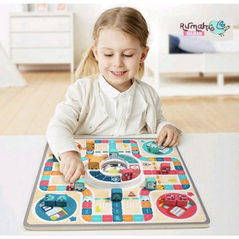 0MAINAN LUDO DAN ULAR TANGGA TOP BRIGHT 2in1 LUDO BOARD GAME