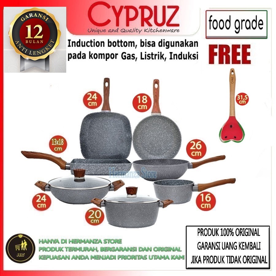 Jual Cypruz Set Pan Induksi Cyprus Marble Cookware Pcs Panci Wajan