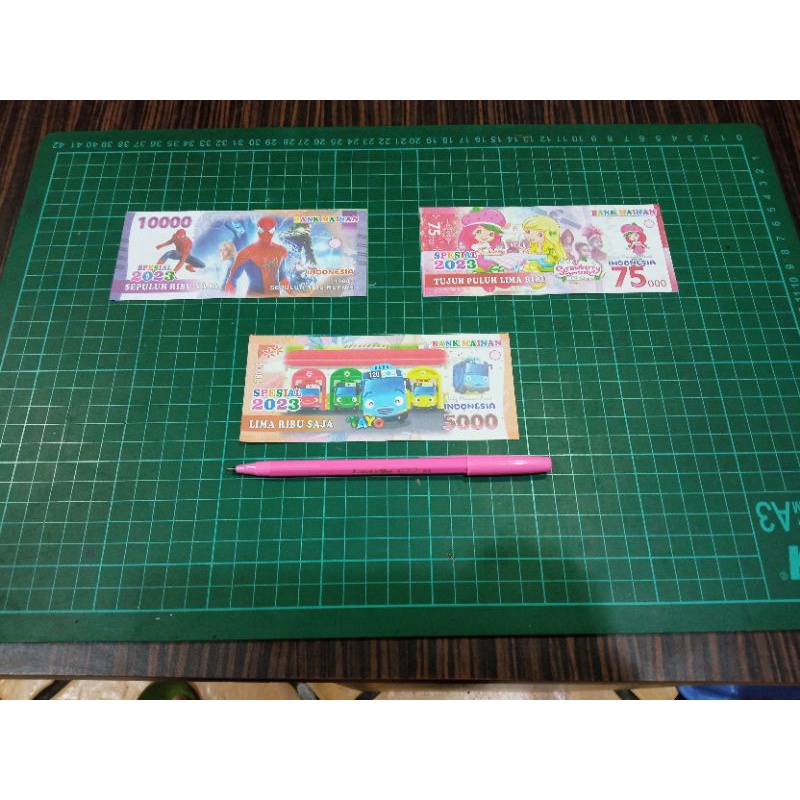 uang-uang mainan karakter kartun isi -/+ 1000 pcs