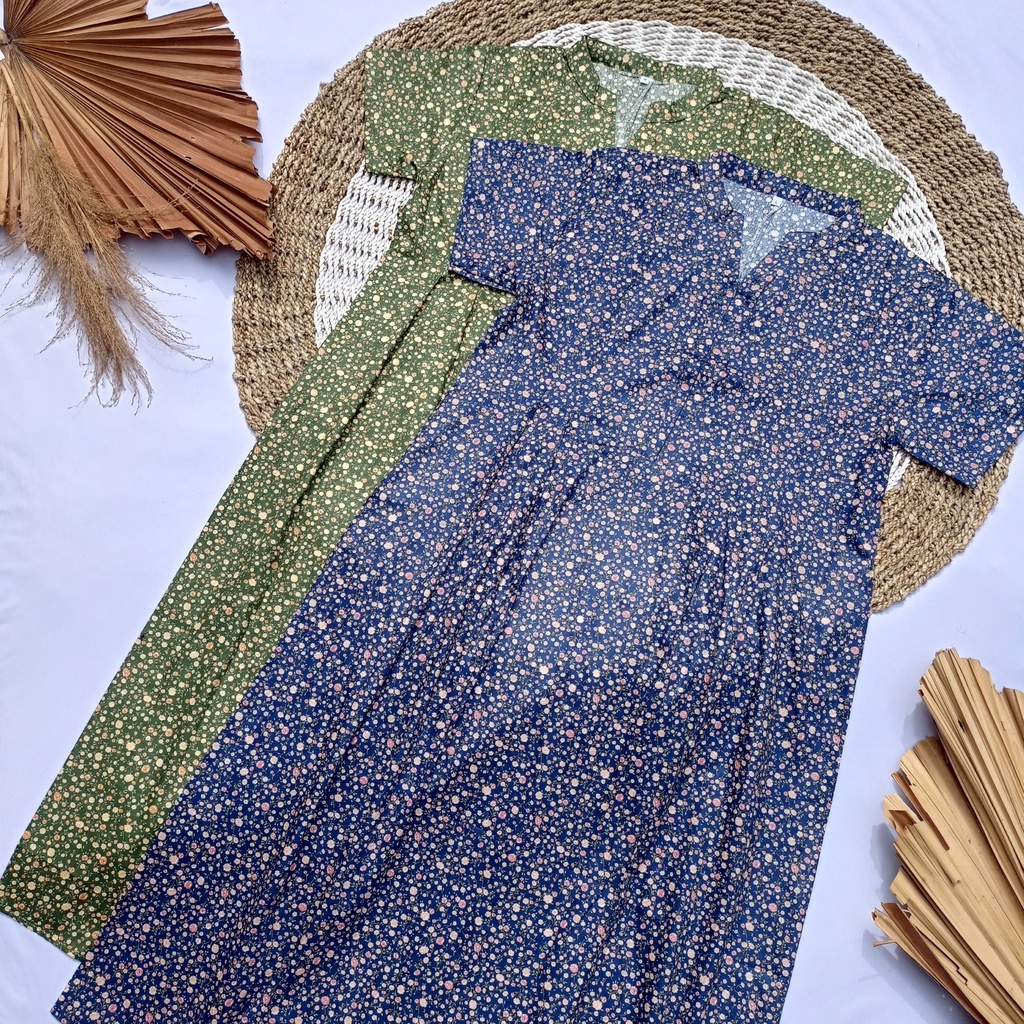 Naraya Daster Lengan pendek Semata Kaki Home Dress Baju Tidur Hamil Busui Resleting Depan Katun Jepa