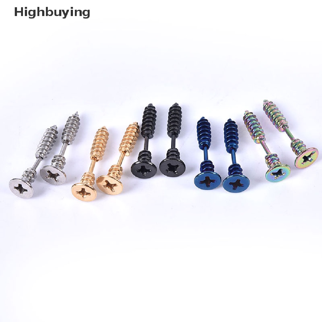 Hbid Wanita Pria Hypoallergenic titanium Steel Sekrup Telinga Stud Earrings Pasangan Glory