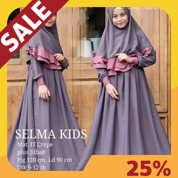 Baju Muslim Anak Cewek Gamis Syari Remaja Gratis Cadar Usia 1 Sampai 13 Tahun Outer Baju Muslim Anak