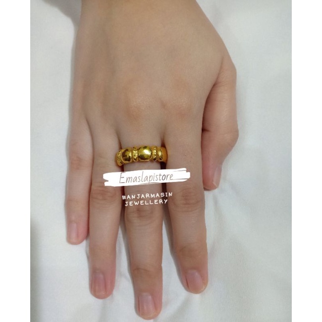 Cincin Pita Dasi Gerigi Lapis Emas 999 Banjar