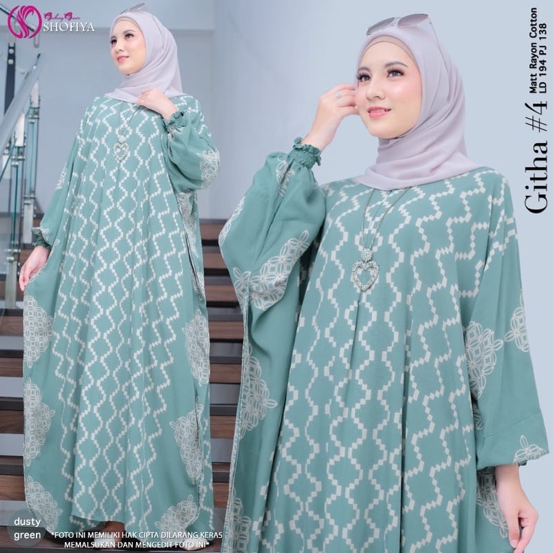 Kaftan Wanita - Githa Kaftan Kondangan Jumbo Maksi Kaftan Batik Cap Printing Busui Lengan Panjang Rayon Premium By Batik A W