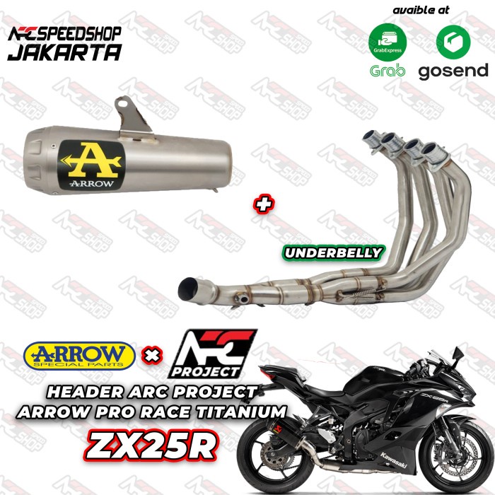 Knalpot Arrow Pro Race Titanium + Header Arc Project Zx25R Fullsystem #Original