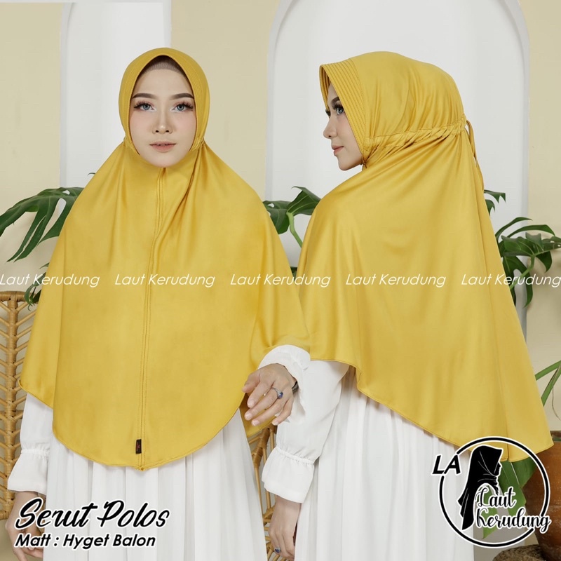 Hijab Syari serut polos laut kerudung / Jilbab Syari Jumbo / Kerudung Khimar Instan Pet Antem bahan 
