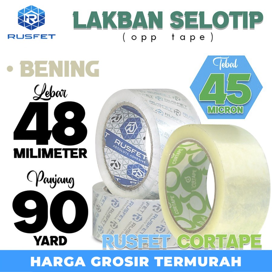 

Lakban bening 48mm x 90yard Plakban Isolasi OPP Tape termurah