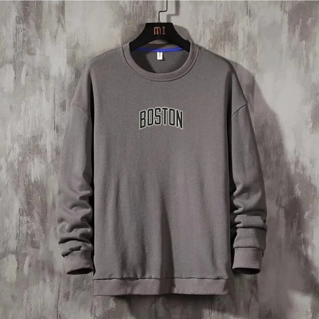 AA1- Sweater CREWNECK BOSTON Hoodie Pria Tebal FLEECE