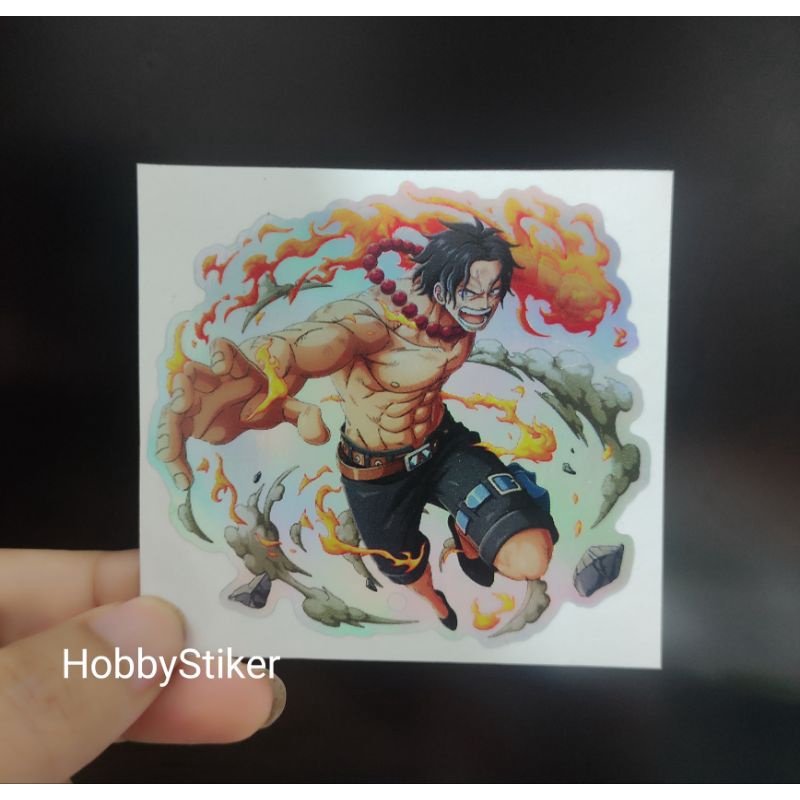 Stiker anime one piece premium chrome - Ace
