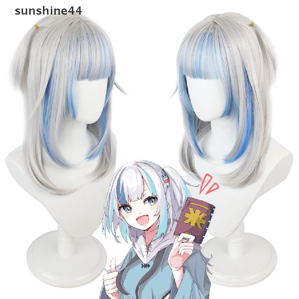 Sunshine Anime Hololive Gawr Gura Cosplay Wig Tahan Panas Wig Sintetis Halloween Cosplay Party Decor Dewasa Props.