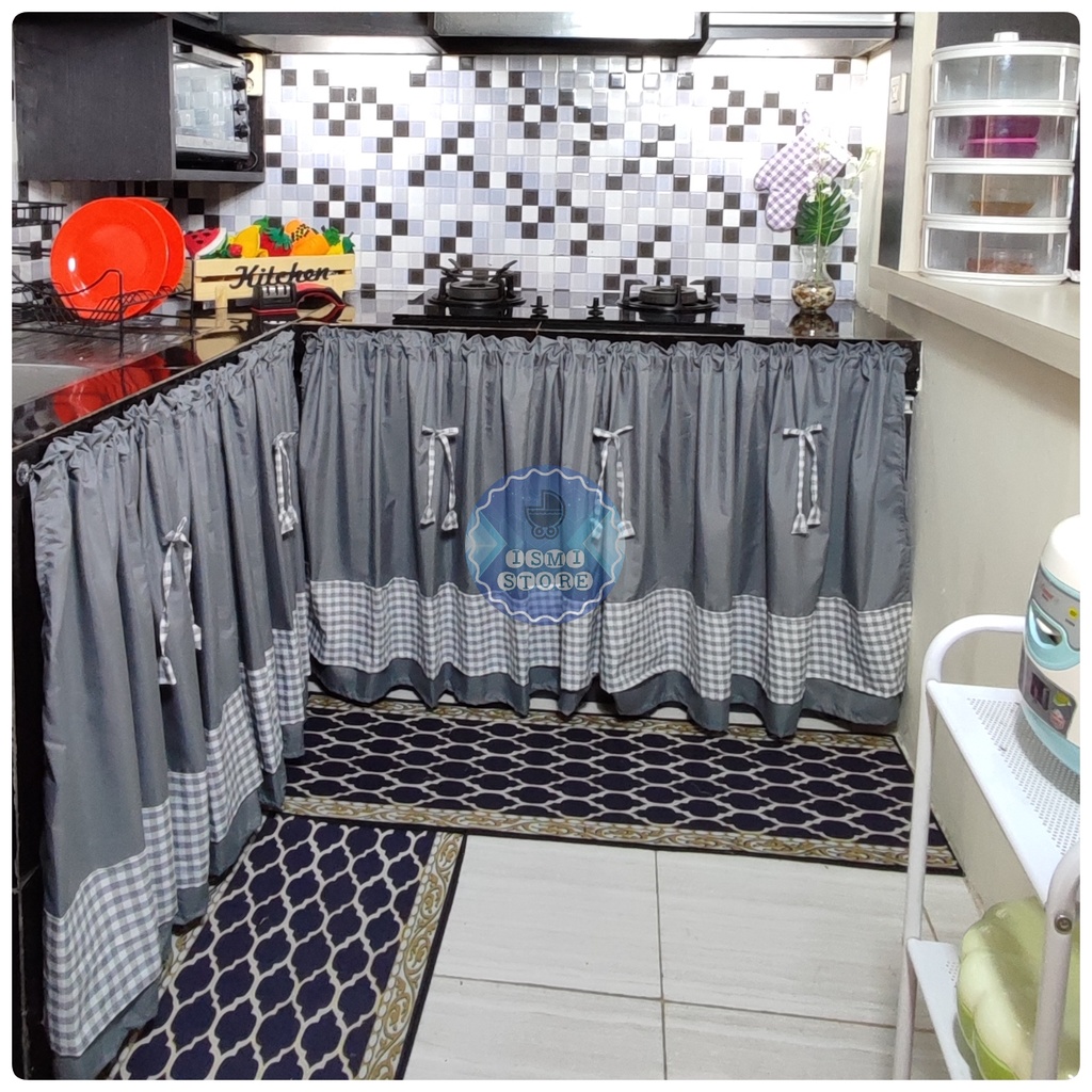 Gorden / Gordeng KOLONG Dapur PITA Cantik Kain POLOS KOMBINASI Kotak-Kotak Gingham Aesthetic Modern Murah by Ismi Store