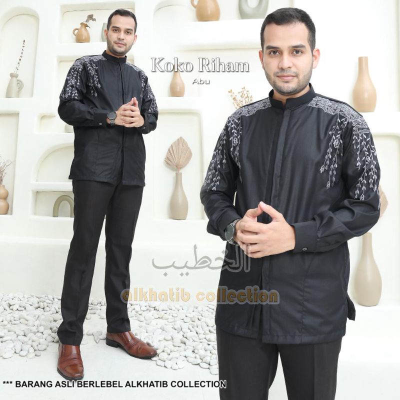 KOKO RIHAM BORDIR KATUN PREMIUM LENGAN PANJANG MANSET ALKHATIB COLLECTION COUPLE DEWASA DAN ANAK S M