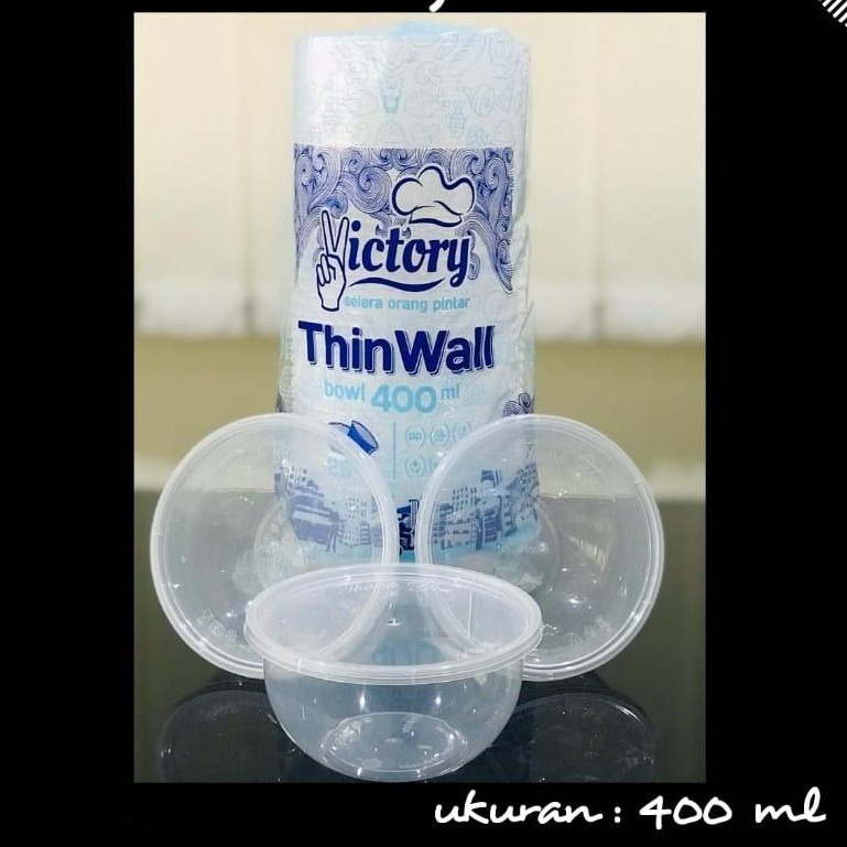 Thinwall Bowl Victory 400 ml, 500 ml || Mangkok Plastik & Tutup