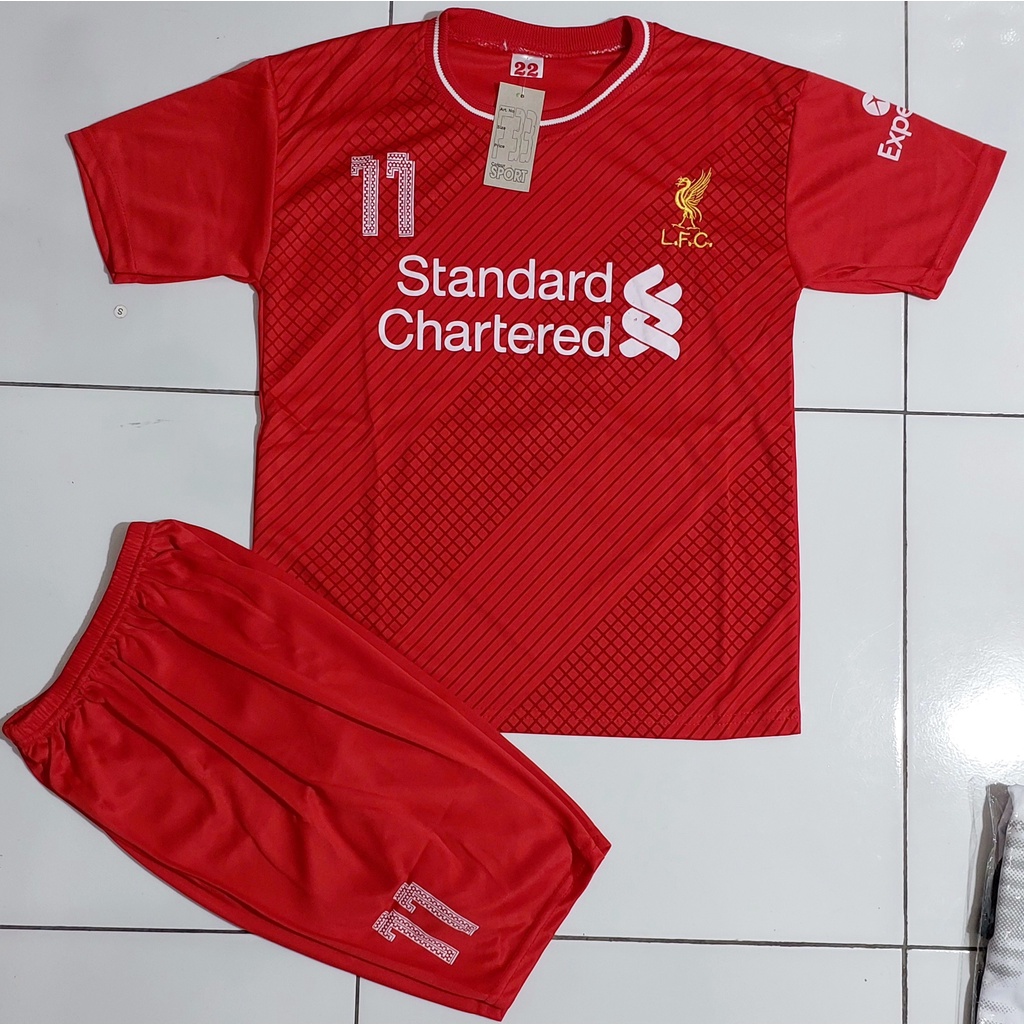 setelan baju bola anak/setelan baju futsal/baju bola liverpool merah/baju futsal murah