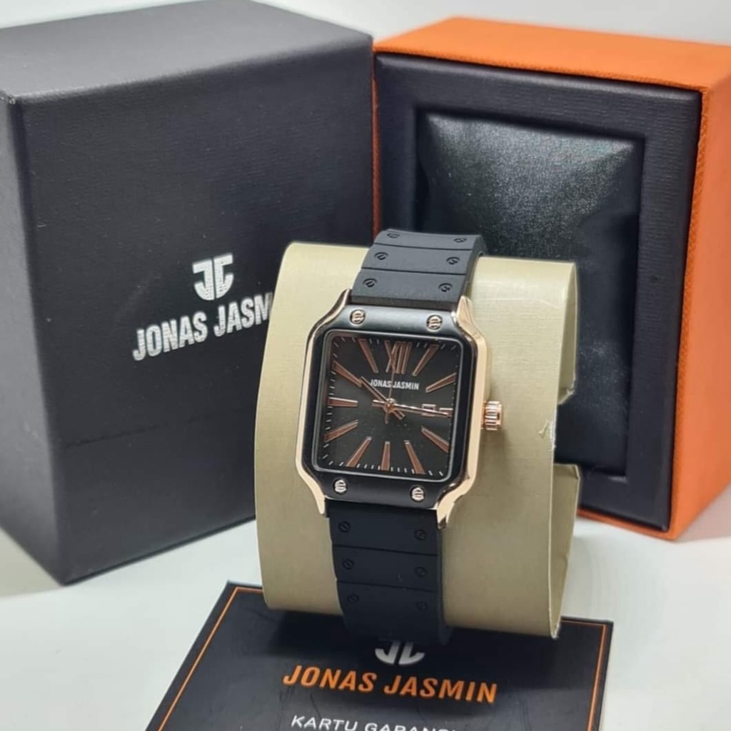 Jam Tangan Wanita Fashion Jonas Jasmin E3850T Tali Rubber Tanggal Aktif Free Box &amp; Baterai Cadangan