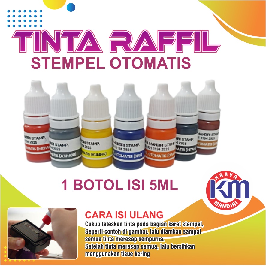

tinta stempel otomatis 5ml varian warna terlengkap