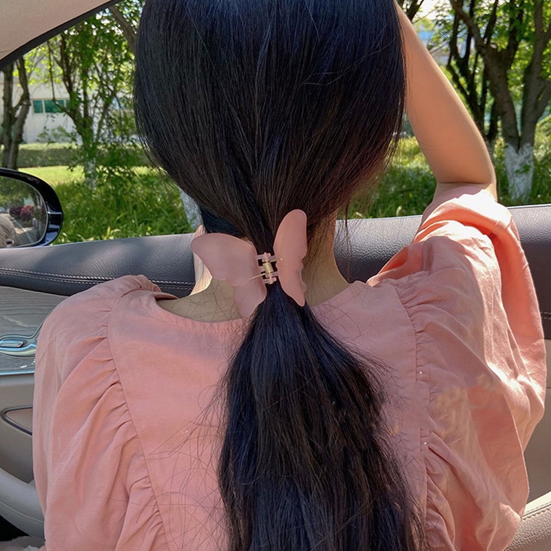 Fashion Transparan Matt Kupu-Kupu Rambut Cakar Klip Wanita Gadis Manis Padat Rambut Klem Jepit Ponytail Holder Hair Accessorie