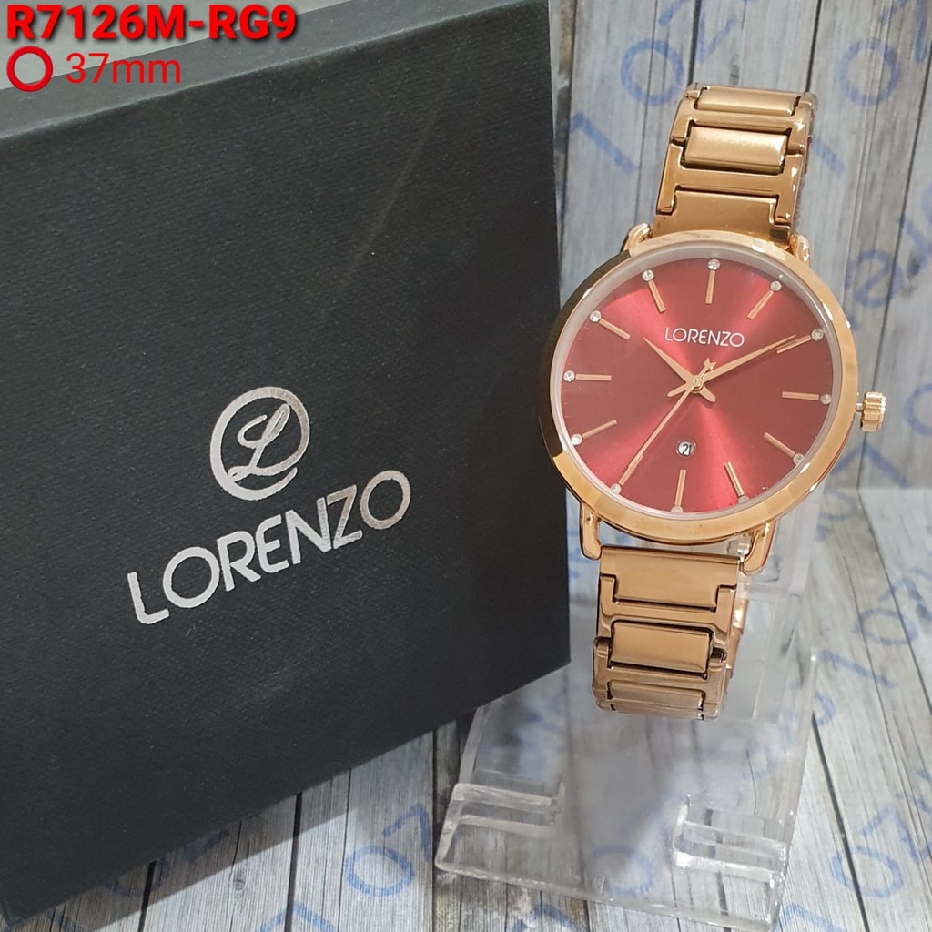 Jam Tangan Wanita Fashion Lorenzo H31677M Tali Rantai Tanggal Aktif Free Box &amp; Baterai Cadangan