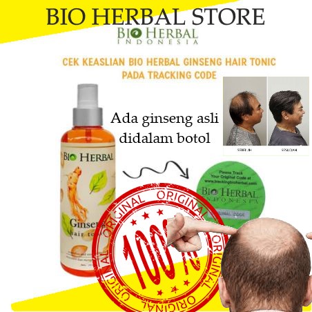 Bio Herbal shampo hair tonic mengandung ginsela ginseng dan aloevera penumbuh rambut botak hair toni