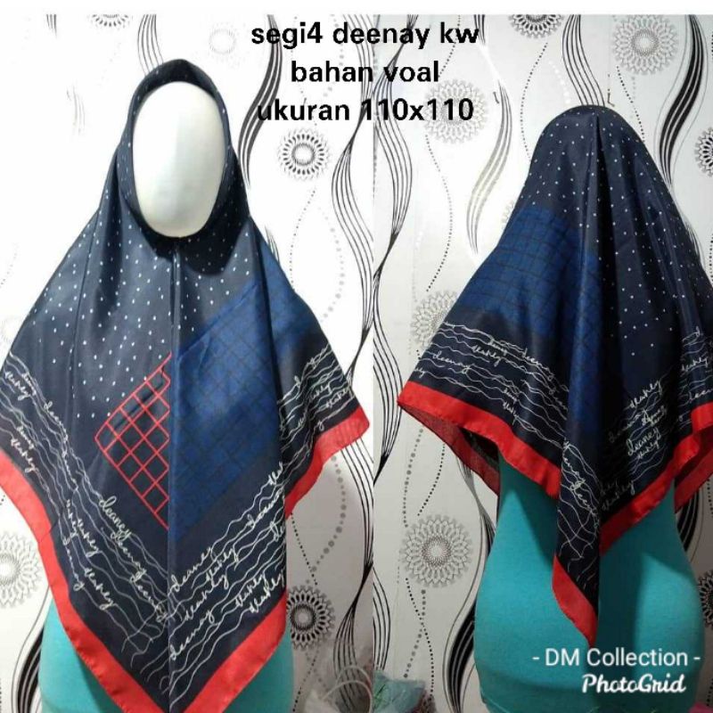 Hijab segi4 deenay kw motif tulis