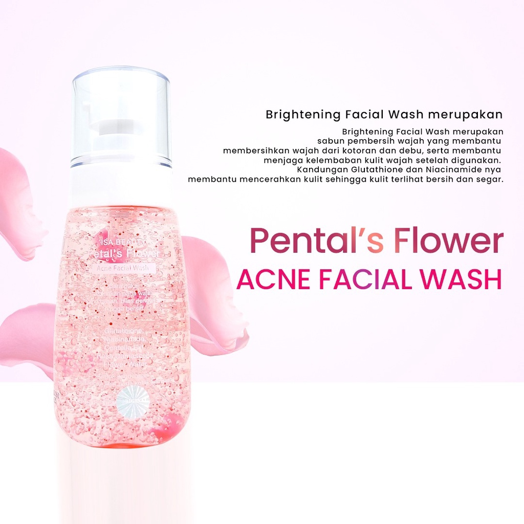 ISA Beauty Brightening Facial Wash Petal's Flower Centella Asiatica 94ml Pembersih Wajah