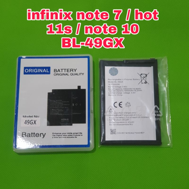 batu batre baterai infinix note 7 / note 10 / hot 11s BL 49GX ori 100%