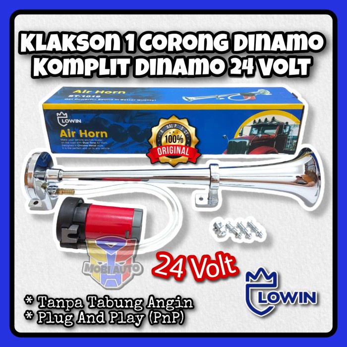 Klakson Angin Terompet 1 Corong + Dinamo Elektrik 24 Volt