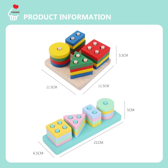 Geometric Shape Stack Board | Papan Susun Bentuk Geometri Pasak Kayu | Kolom Balok Menara Pilar Shapes Sorter Stacking Sorting Puzzle Building Blocks | Mainan Edukatif Montessori Mengenal Mencocokkan Matching Warna | Edukasi Anak Balita Bayi