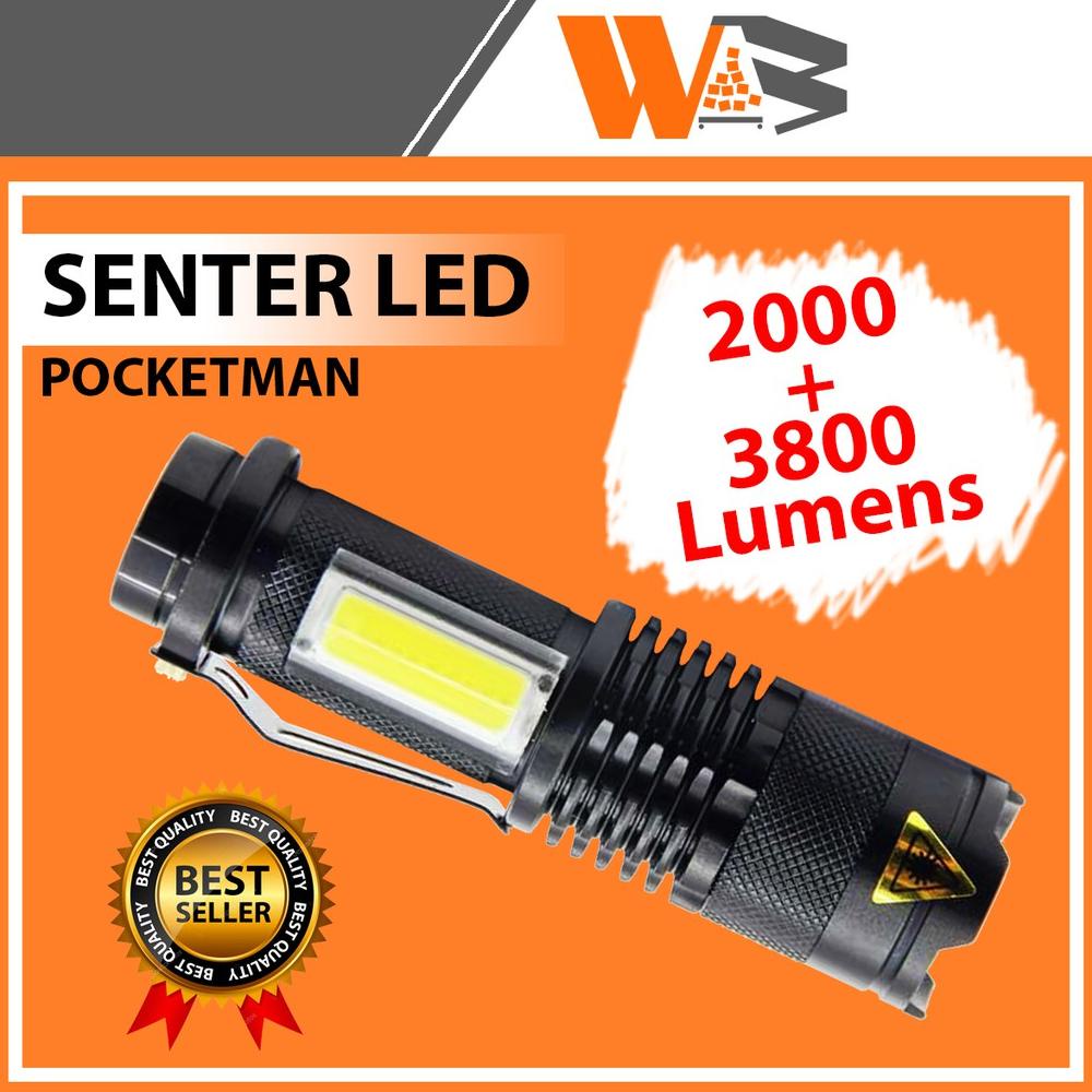 Kepala Lampu Senter Mini Swat Led Cob Police Super Terang Emergency Anti Air  Outdoor A95