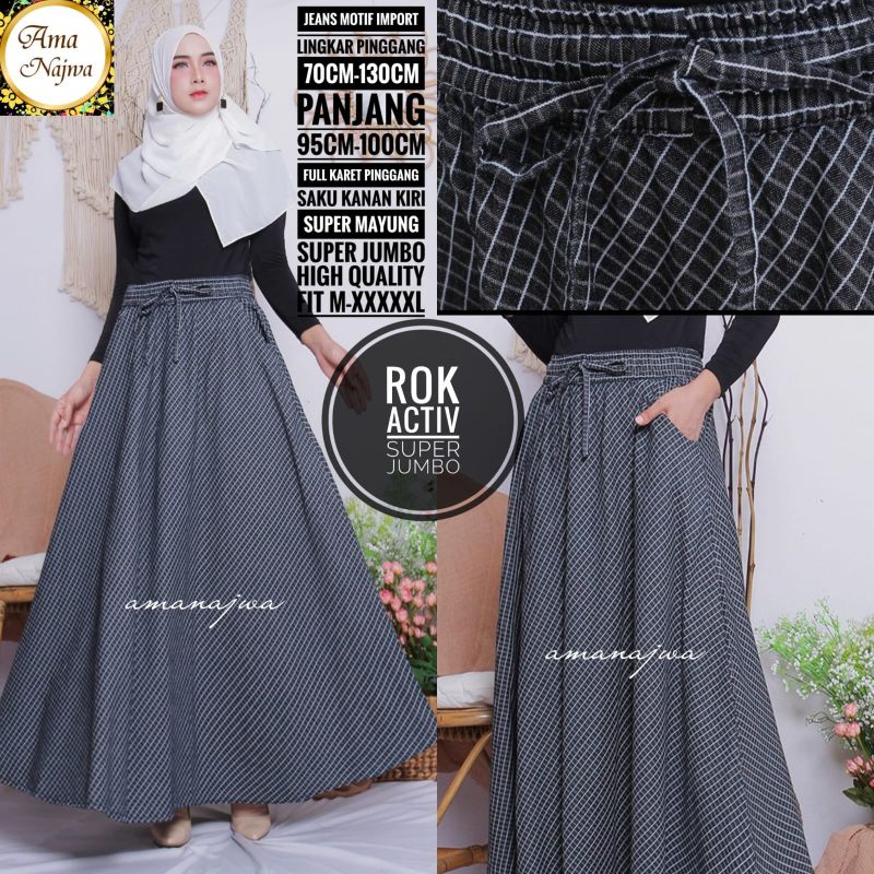 ROK DENIM MOTIF SUPER JUMBO ORI BY AMA NAJWA