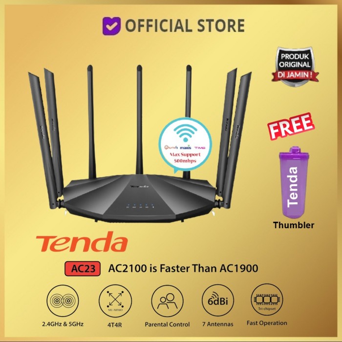 Router Tenda Ac23 Ac2100 Dual Band Gigabit Wifi Router Mu-Mimo Ac 23 Ac 2100