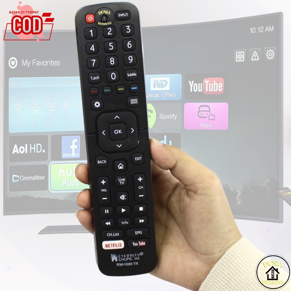 Remot Remote TV HISENSE Smart Android Multi Polytron 1889 tanpa setting EN2B27 NON VOICE