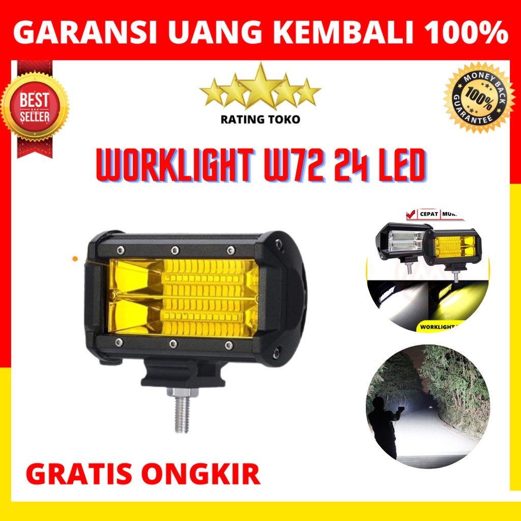 Lampu Tembak Sorot LED Bar Cree CWL 24 Mata Mobil Motor 72 Watt 72W Offroad 72Watt 2 Susun - LAMPU T