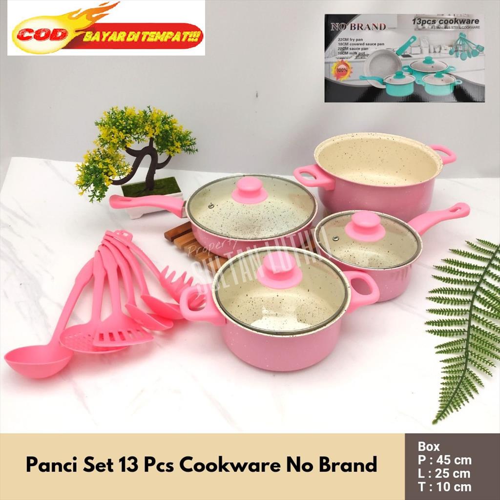 OTS 962. Panci Set 13 Pcs Cookware SQRS NO BRAND Panci Warna Marble