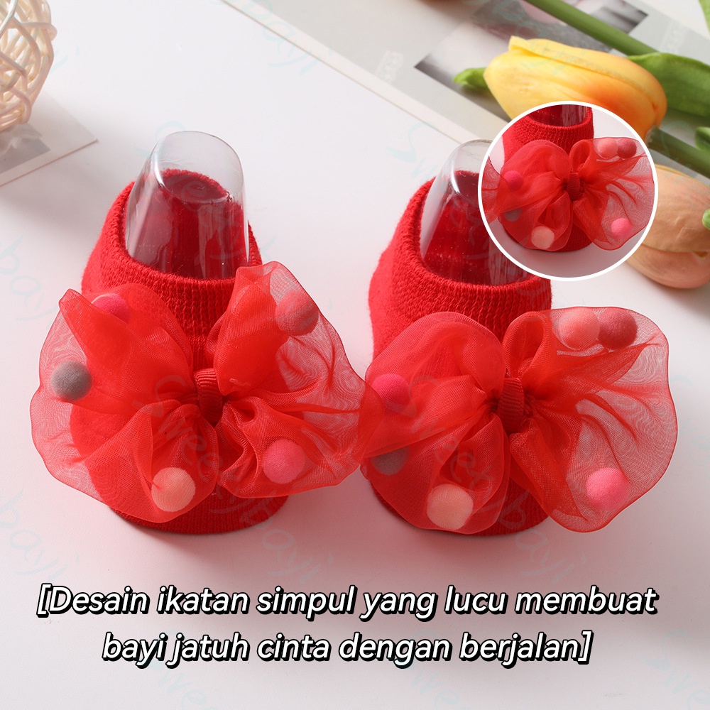 Sweetybayi Kaos kaki anak bayi balita perempuan anti slip kaus kaki bayi anak ruffle pita