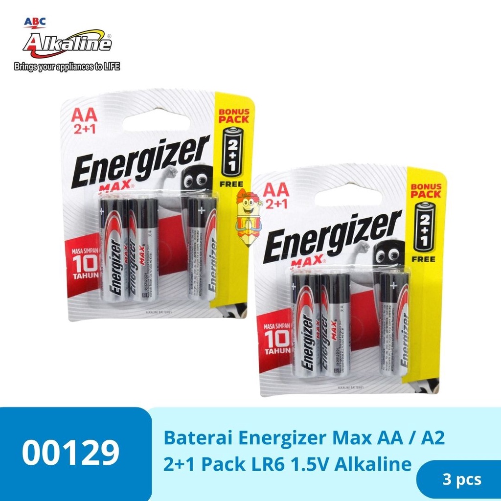 Jual Baterai Energizer MAX AA / A2 2+1 Pack Isi 3 LR6 1.5V Battery ...