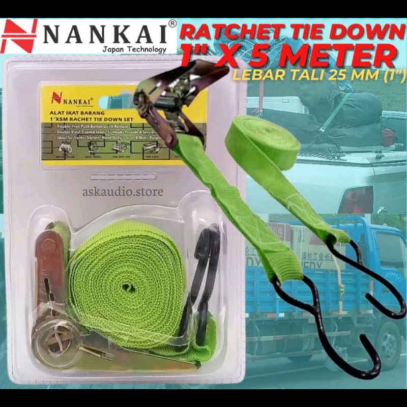 

RACHET TIE DOWN 1" X 5 METER NANKAI TALI PENGIKAT BARANG 1 inch
