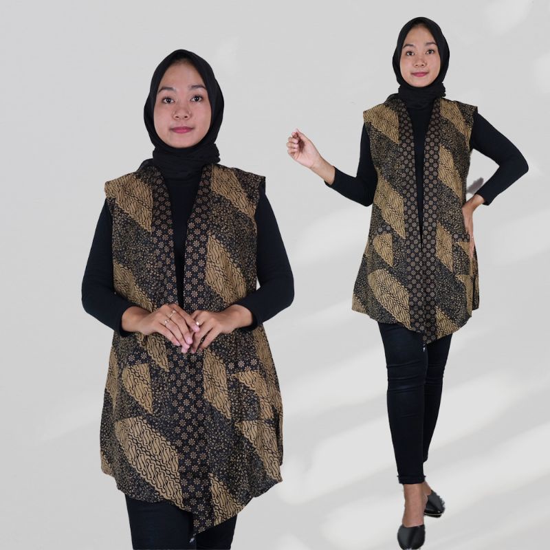 Bolero Batik sogan tanpa Lengan Allsize